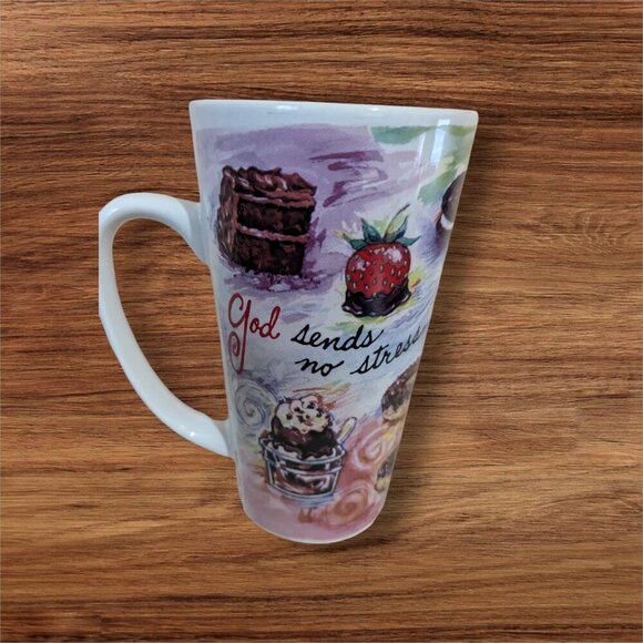 "God Sends No Stress That Chocolate & Prayer Cant Handle" Ceramic Coffee Mug - Picture 1 of 7
